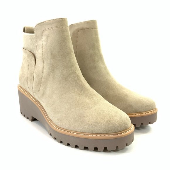 Dv Dolce Vita Faux Leather Platform Bootie Rango Lug Sole Wedge Tan 8.5 - Picture 14 of 14